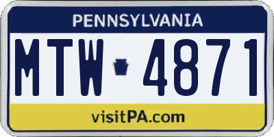 PA license plate MTW4871