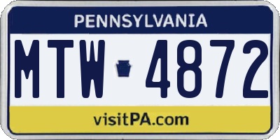 PA license plate MTW4872