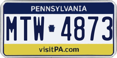 PA license plate MTW4873