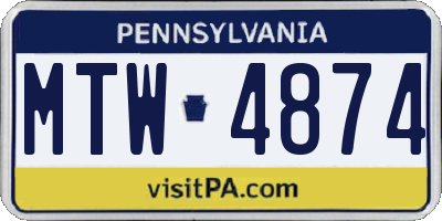 PA license plate MTW4874