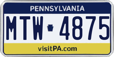 PA license plate MTW4875