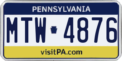PA license plate MTW4876