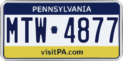 PA license plate MTW4877