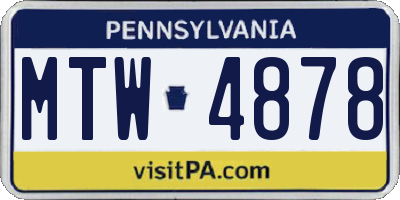 PA license plate MTW4878