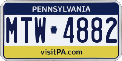 PA license plate MTW4882