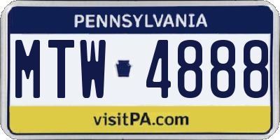 PA license plate MTW4888