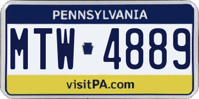 PA license plate MTW4889