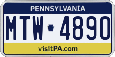 PA license plate MTW4890