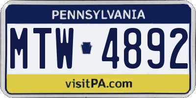 PA license plate MTW4892