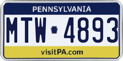 PA license plate MTW4893
