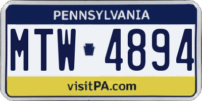 PA license plate MTW4894