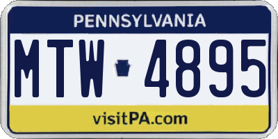 PA license plate MTW4895