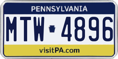 PA license plate MTW4896