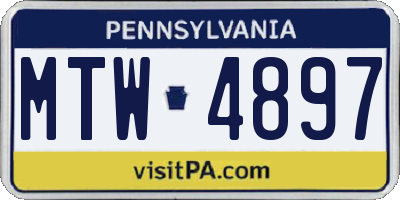 PA license plate MTW4897