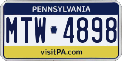 PA license plate MTW4898