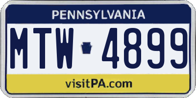 PA license plate MTW4899