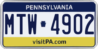 PA license plate MTW4902