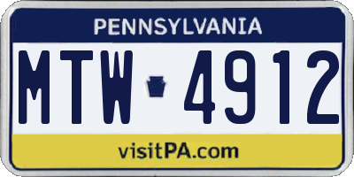 PA license plate MTW4912