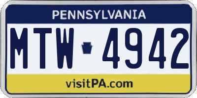 PA license plate MTW4942