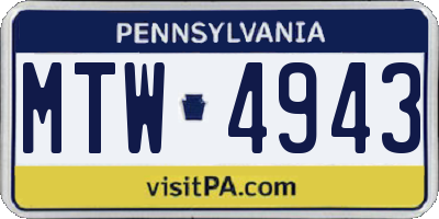 PA license plate MTW4943