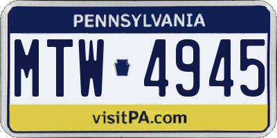 PA license plate MTW4945