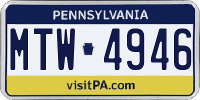 PA license plate MTW4946