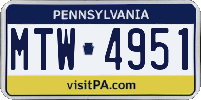 PA license plate MTW4951