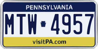 PA license plate MTW4957