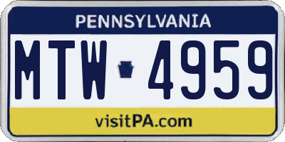 PA license plate MTW4959