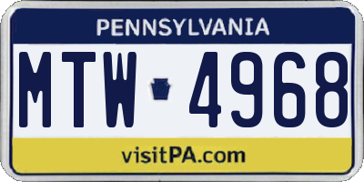PA license plate MTW4968