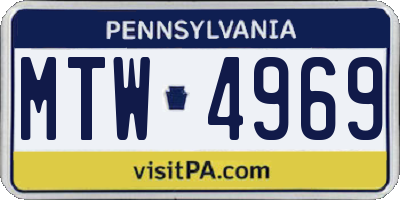 PA license plate MTW4969