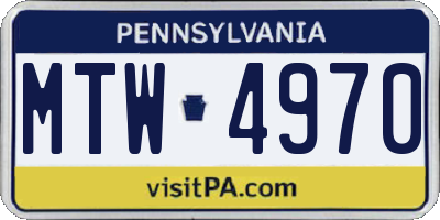 PA license plate MTW4970
