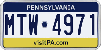 PA license plate MTW4971
