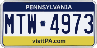 PA license plate MTW4973