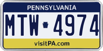 PA license plate MTW4974