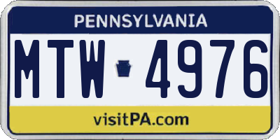 PA license plate MTW4976