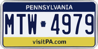 PA license plate MTW4979