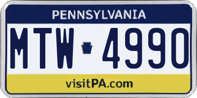 PA license plate MTW4990