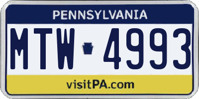 PA license plate MTW4993