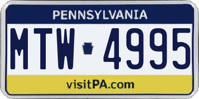 PA license plate MTW4995