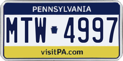 PA license plate MTW4997