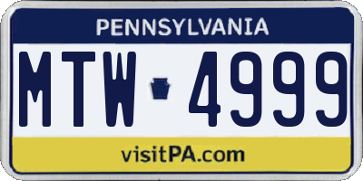 PA license plate MTW4999