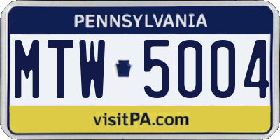 PA license plate MTW5004
