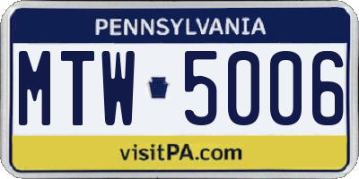PA license plate MTW5006