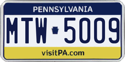PA license plate MTW5009