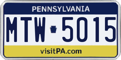 PA license plate MTW5015
