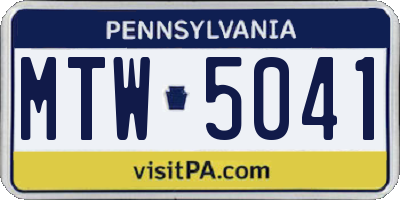 PA license plate MTW5041