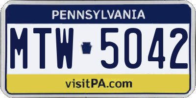 PA license plate MTW5042
