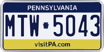 PA license plate MTW5043