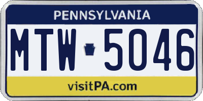 PA license plate MTW5046